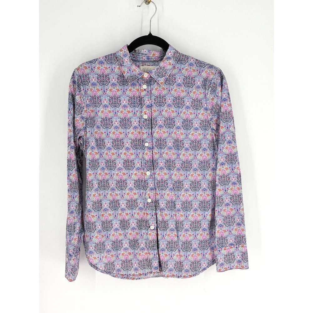 J.Crew Women Liberty Art Fabric Button Down Slim Fit Floral Top Size 6 Office